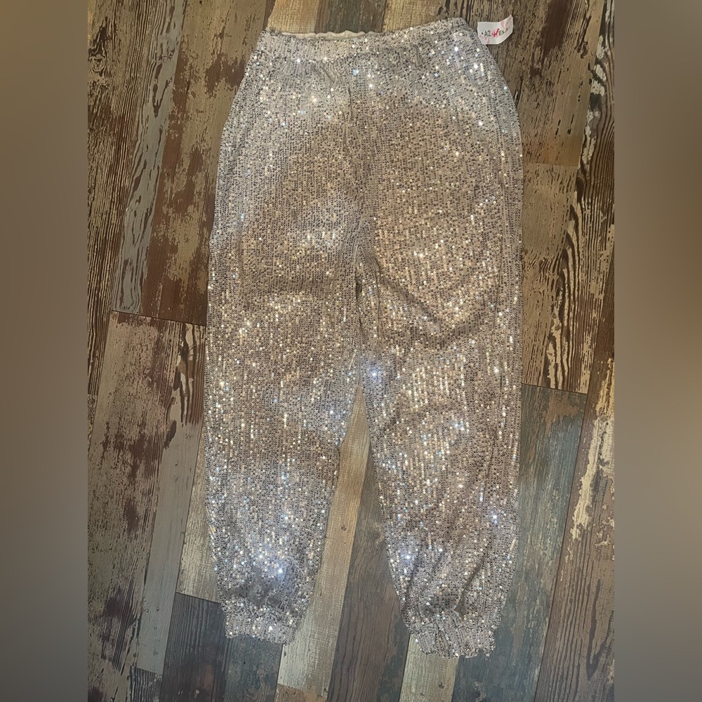 She + Sky Glittering cream and Silver Joggers
